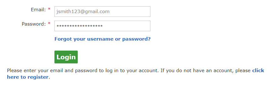 Applicant Account User Log In